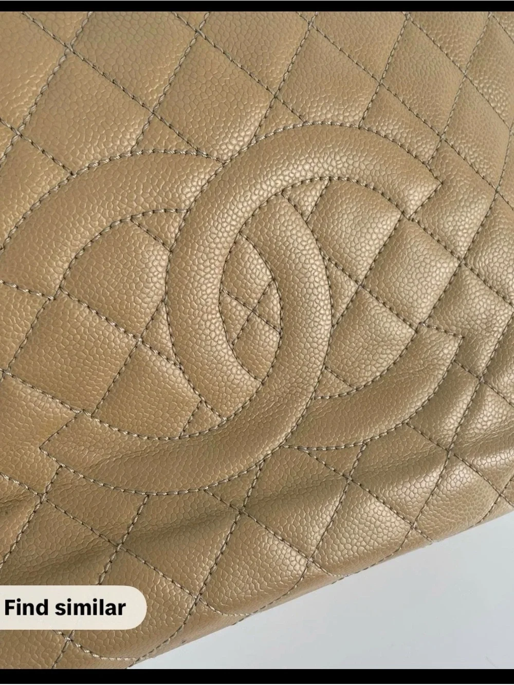 CHANEL Beige Caviar leather GST with Gold Chain Handles